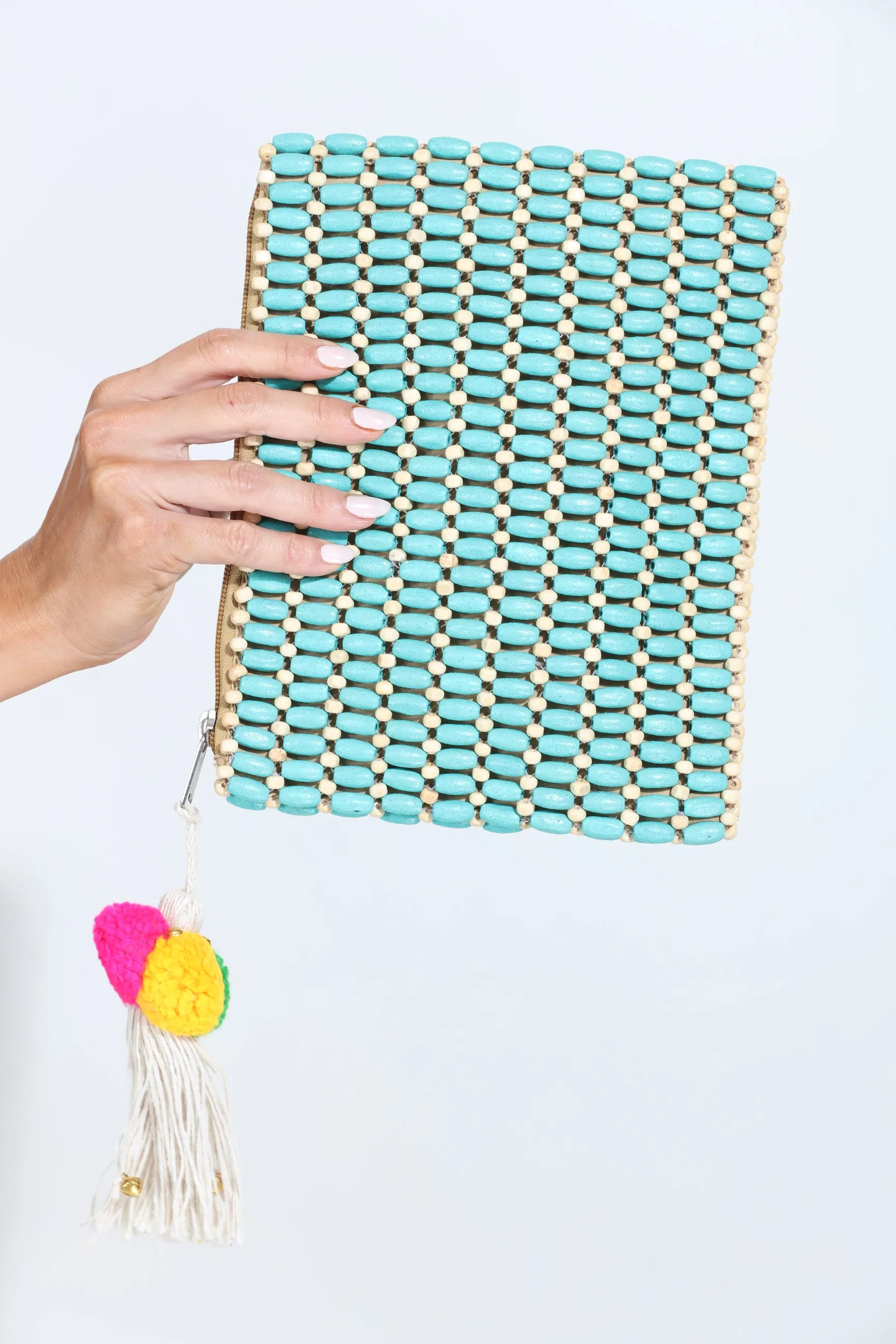 Agua Wooden Bead Clutch- Turquoise sold by Veronica M product image thumbnail 3
