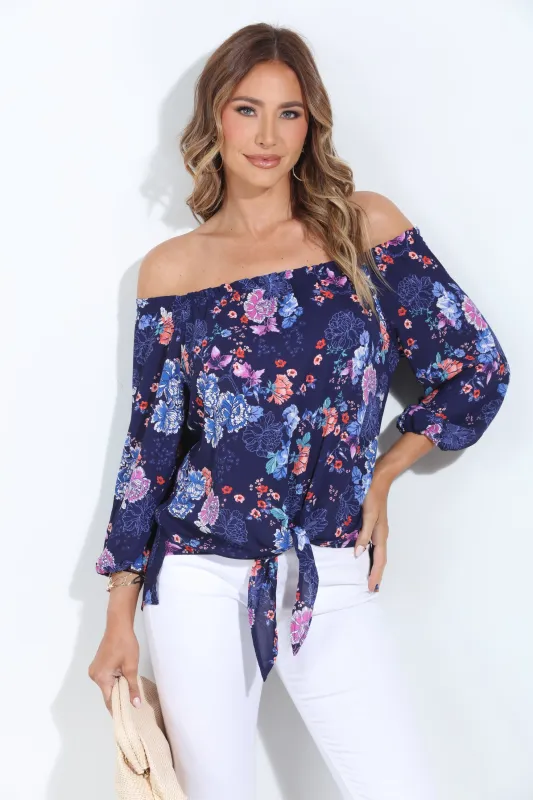 Jerica OTS Top with Tie-BEST SELLER sold by Veronica M