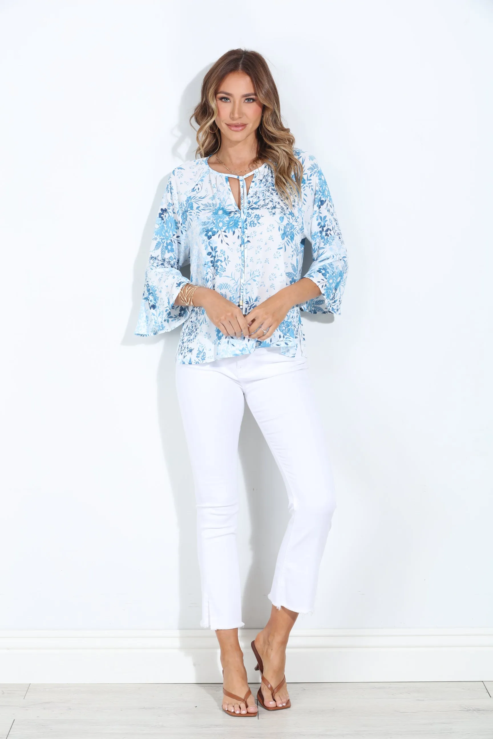 Tami Politan 3/4 Bell Sleeve Blouse-FINAL SALE sold by Veronica M product image thumbnail 4