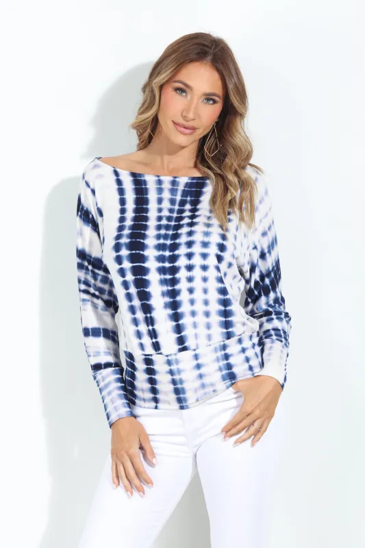 Blue and White TD Dolman Sleeve Top - BEST SELLER sold by Veronica M
