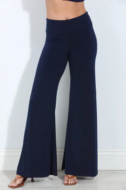 Navy Stretch Wide Leg Pants-BEST SELLER sold by Veronica M