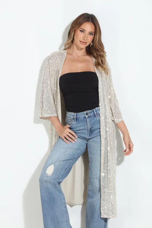 Ibiza Sequin Long Kimono Cover Up-BEST SELLER sold by Veronica M