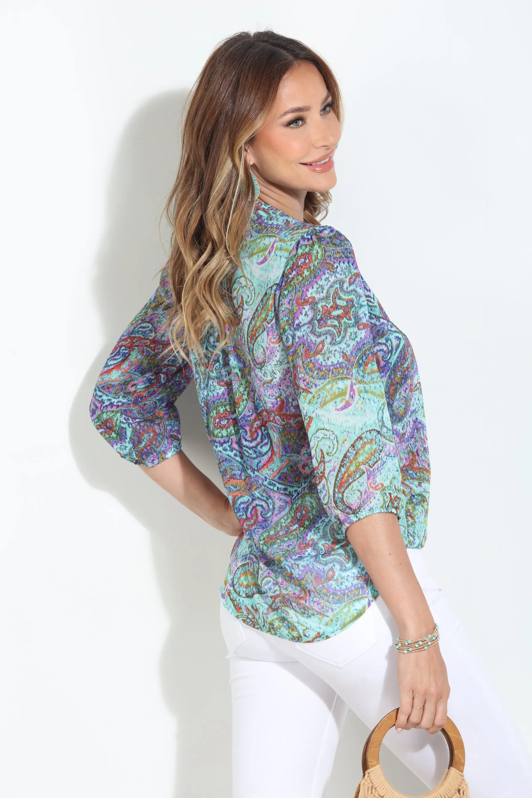 Arielle 3/4 Sleeve Surplice Blouse sold by Veronica M product image thumbnail 2