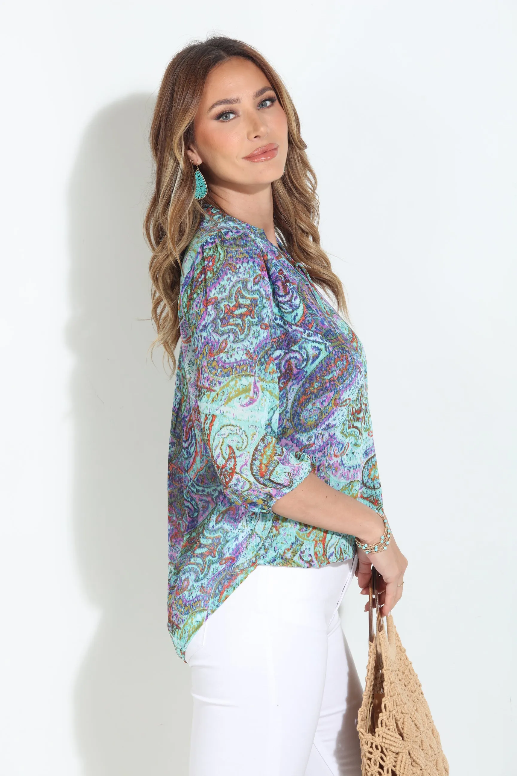 Arielle 3/4 Sleeve Surplice Blouse sold by Veronica M product image thumbnail 3