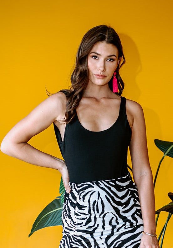 Black Cotton Scoop-Back Bodysuit-FINAL SALE sold by Veronica M