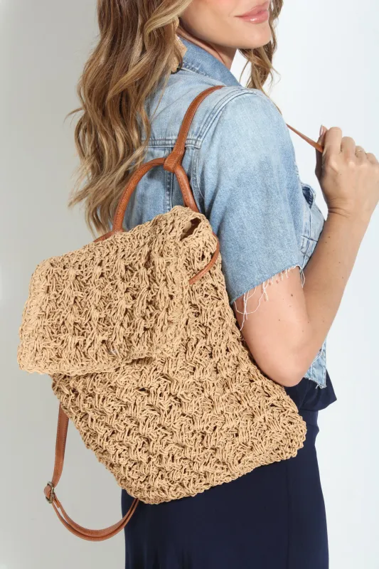 Raffia Woven Backpack sold by Veronica M