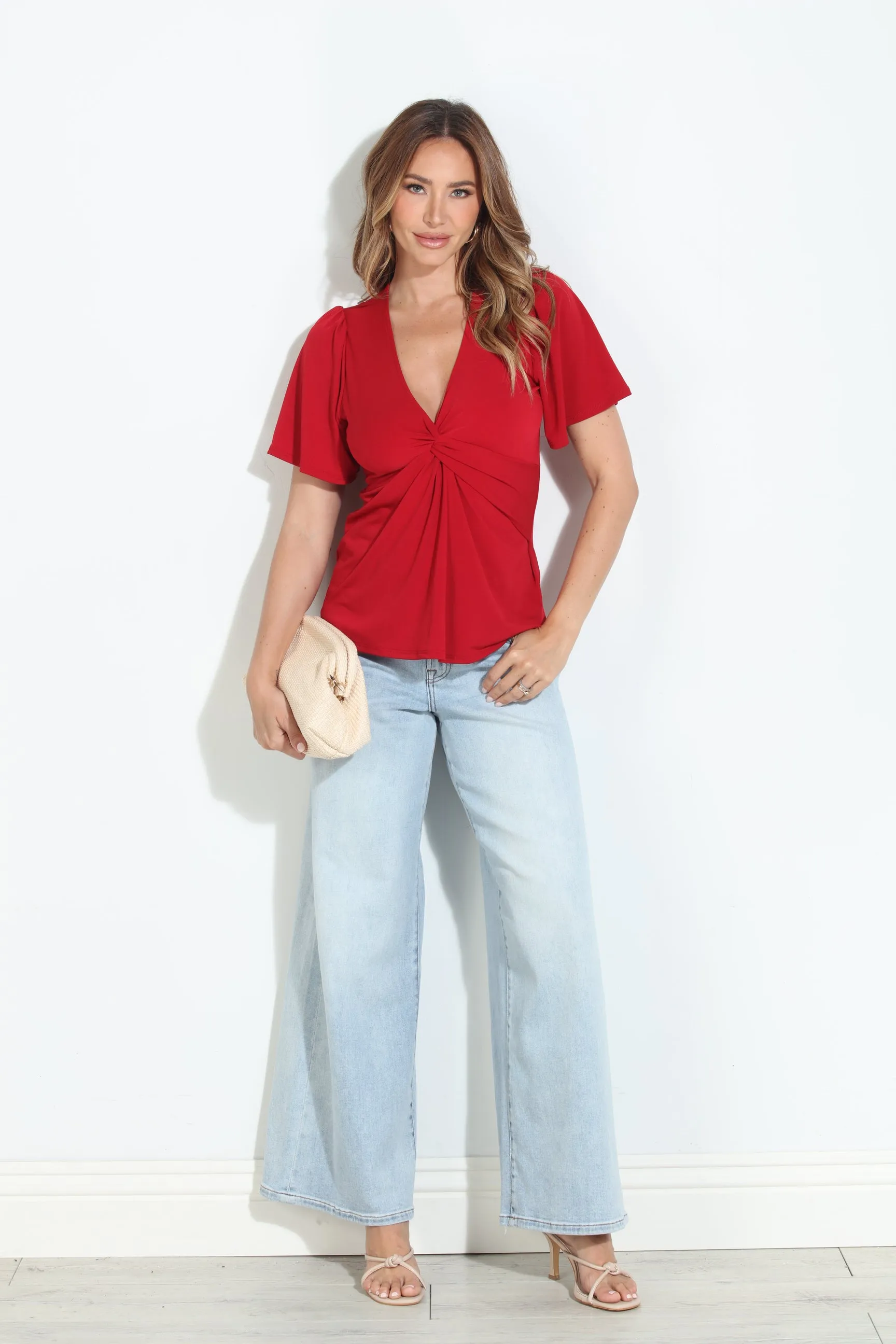True Red V-Neck Twist Tee-BEST SELLER sold by Veronica M product image thumbnail 4