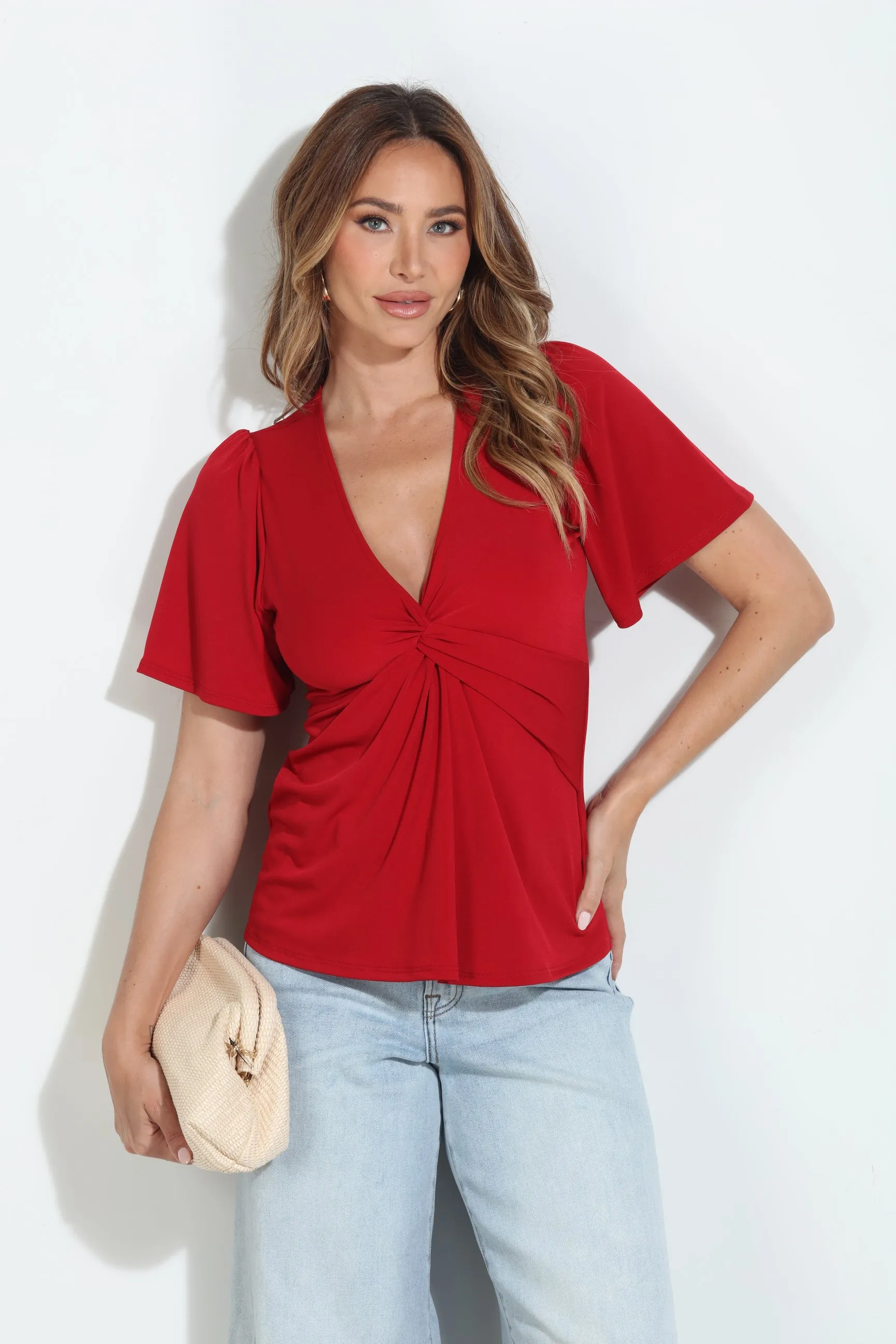 True Red V-Neck Twist Tee-BEST SELLER sold by Veronica M product image thumbnail 5