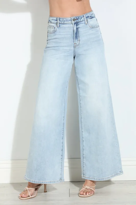 Hidden Jeans Nori High Rise Super Wide Leg- Light Wash sold by Veronica M