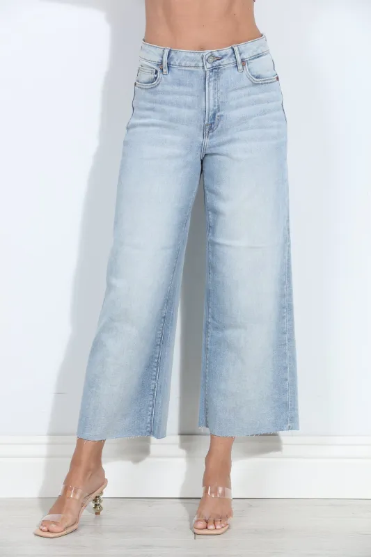 Hidden Jeans Nori High Rise Cropped Wide Leg- Light Wash sold by Veronica M