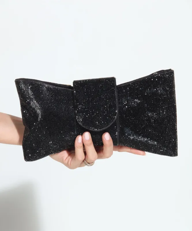 Black Crystal Bow Clutch sold by Veronica M
