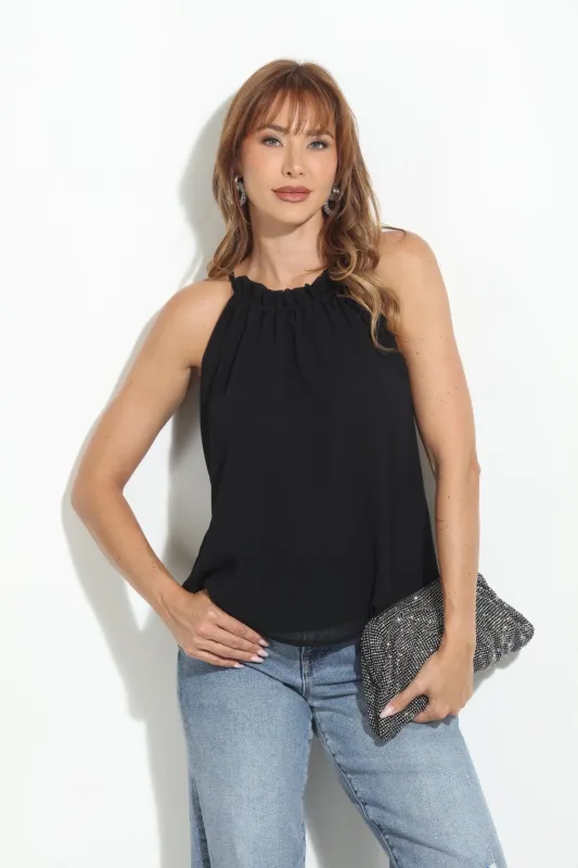 Black Chiffon Halter Top-BEST SELLER sold by Veronica M