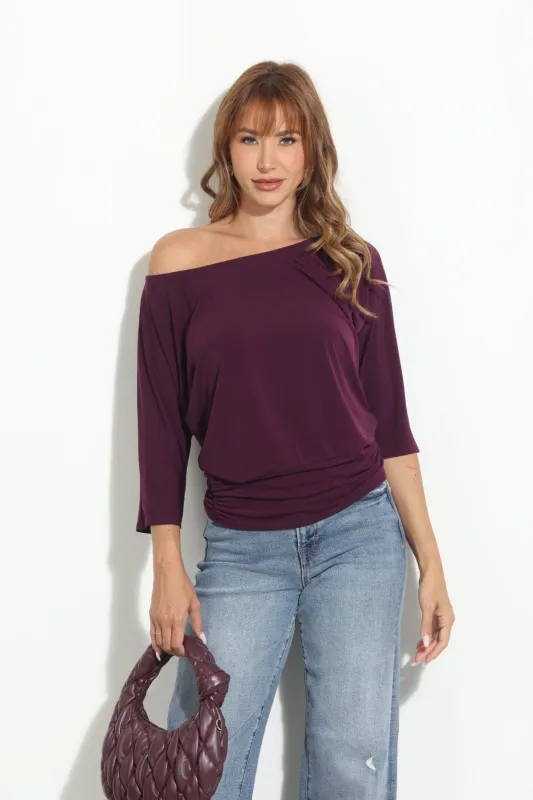 Eggplant Shirred Waist Top sold by Veronica M