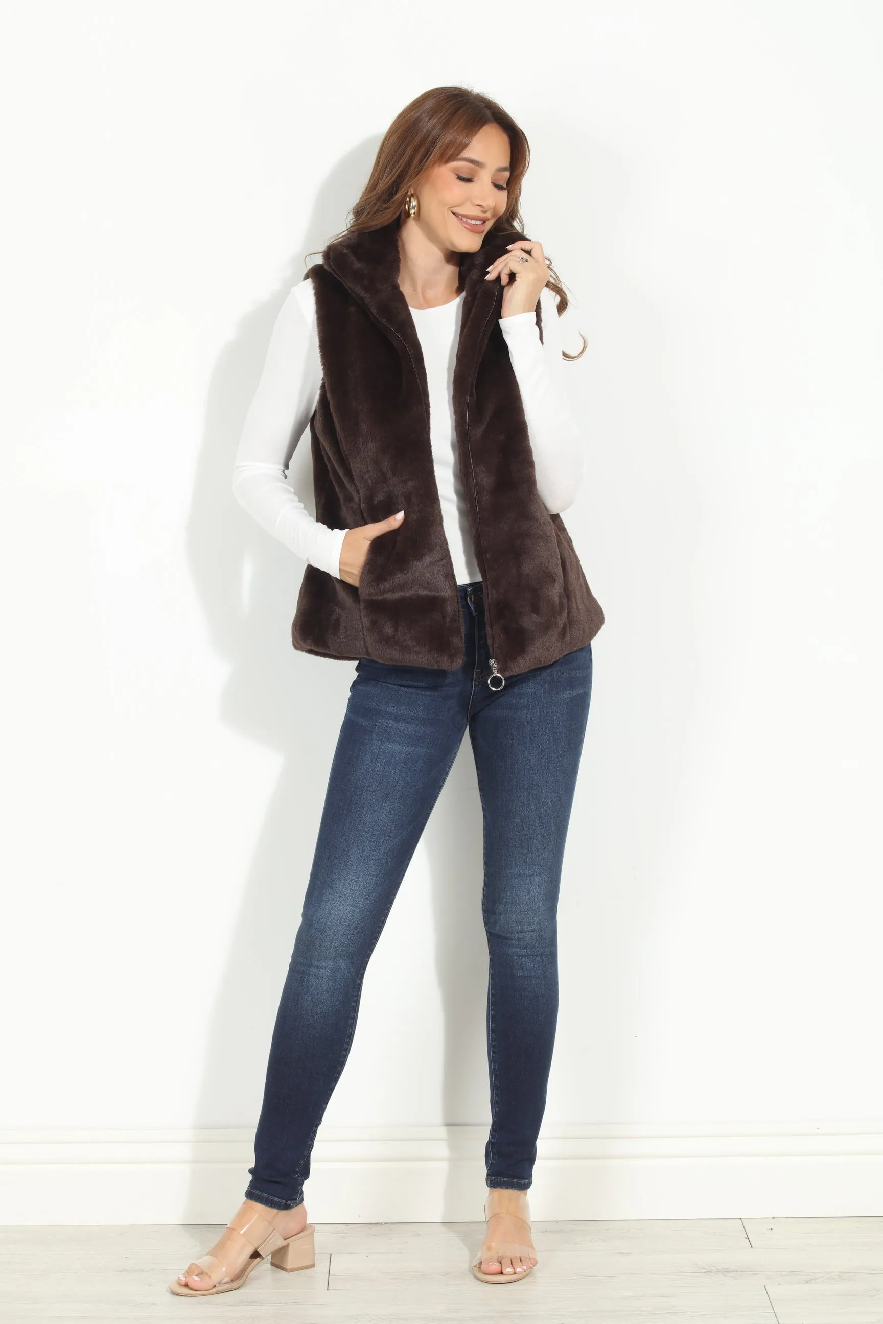 Dark Brown Faux Fur Vest-BEST SELLER sold by Veronica M product image thumbnail 4