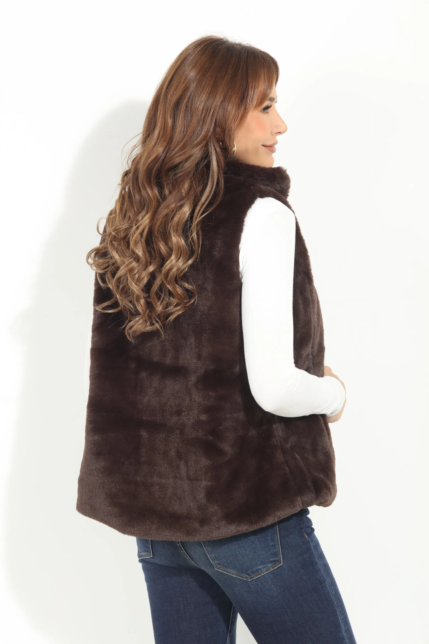 Dark Brown Faux Fur Vest-BEST SELLER sold by Veronica M product image thumbnail 2