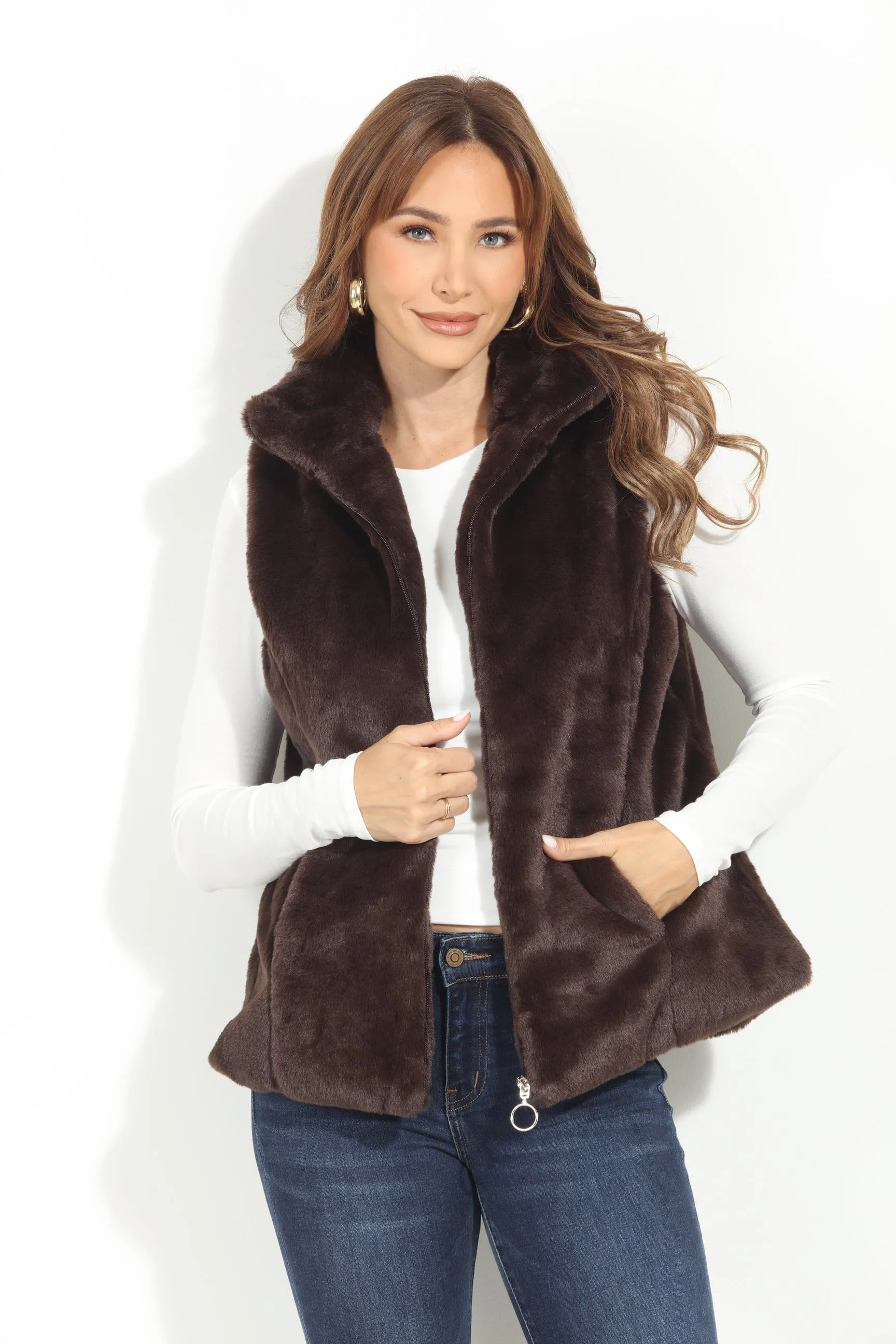 Dark Brown Faux Fur Vest-BEST SELLER sold by Veronica M