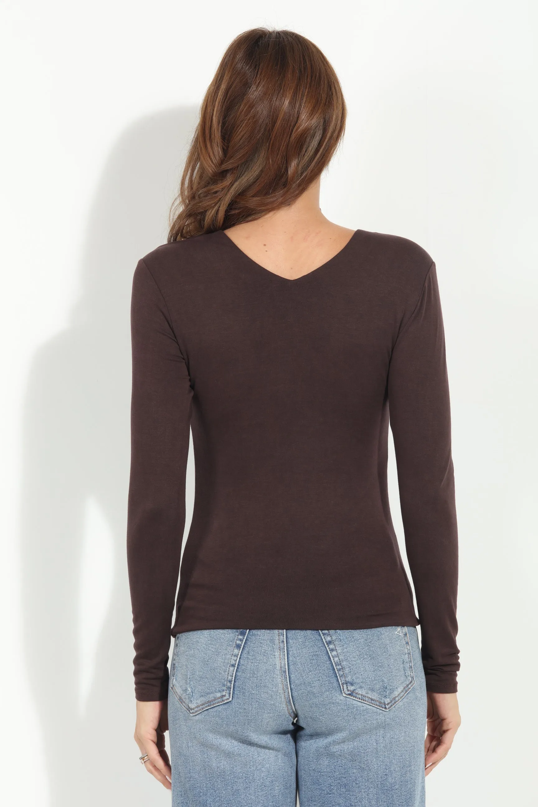 Brown Lined V-Neck Top-BEST SELLER sold by Veronica M product image thumbnail 3