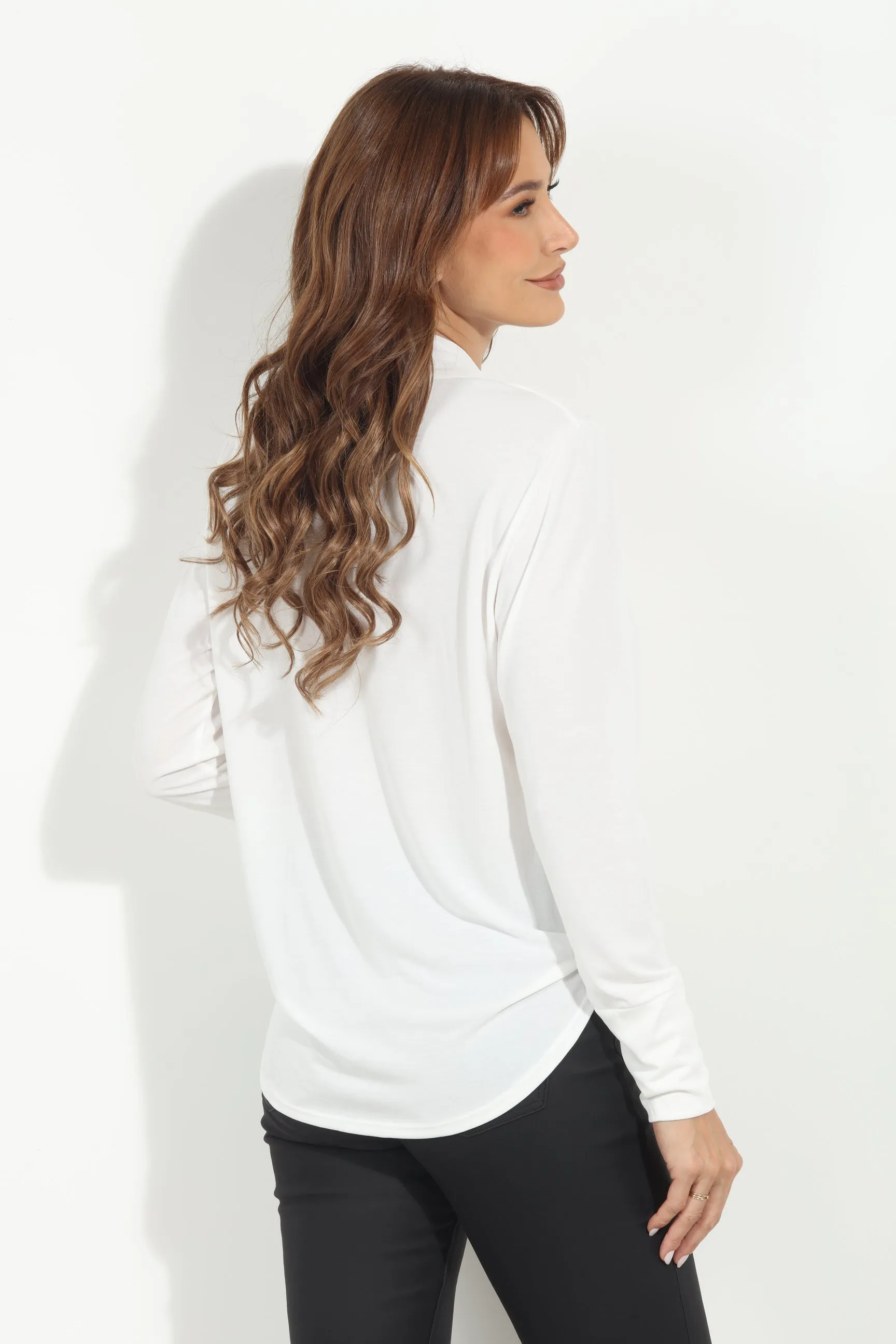 Ivory Cupro Draped Surplice Top-BEST SELLER sold by Veronica M product image thumbnail 2