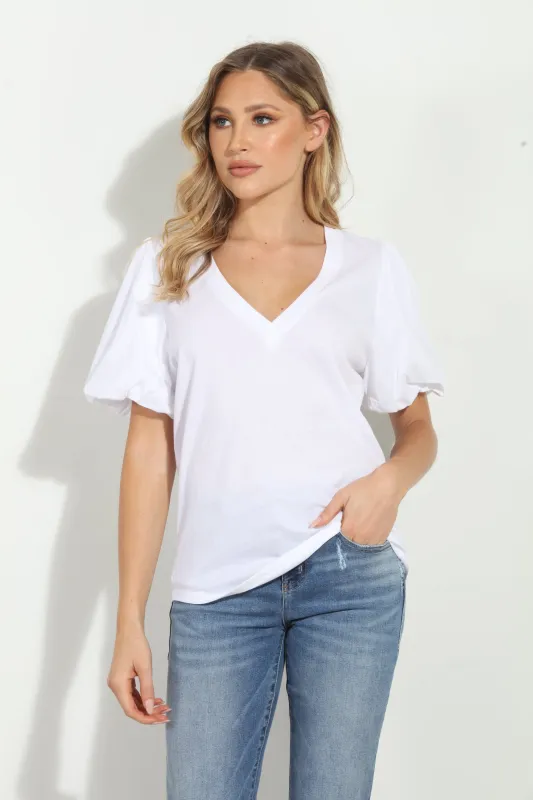 White Sage Puff Sleeve Tee sold by Veronica M