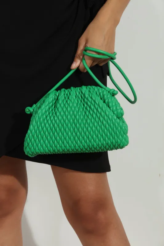 Kelly Green Woven Faux Leather Purse sold by Veronica M