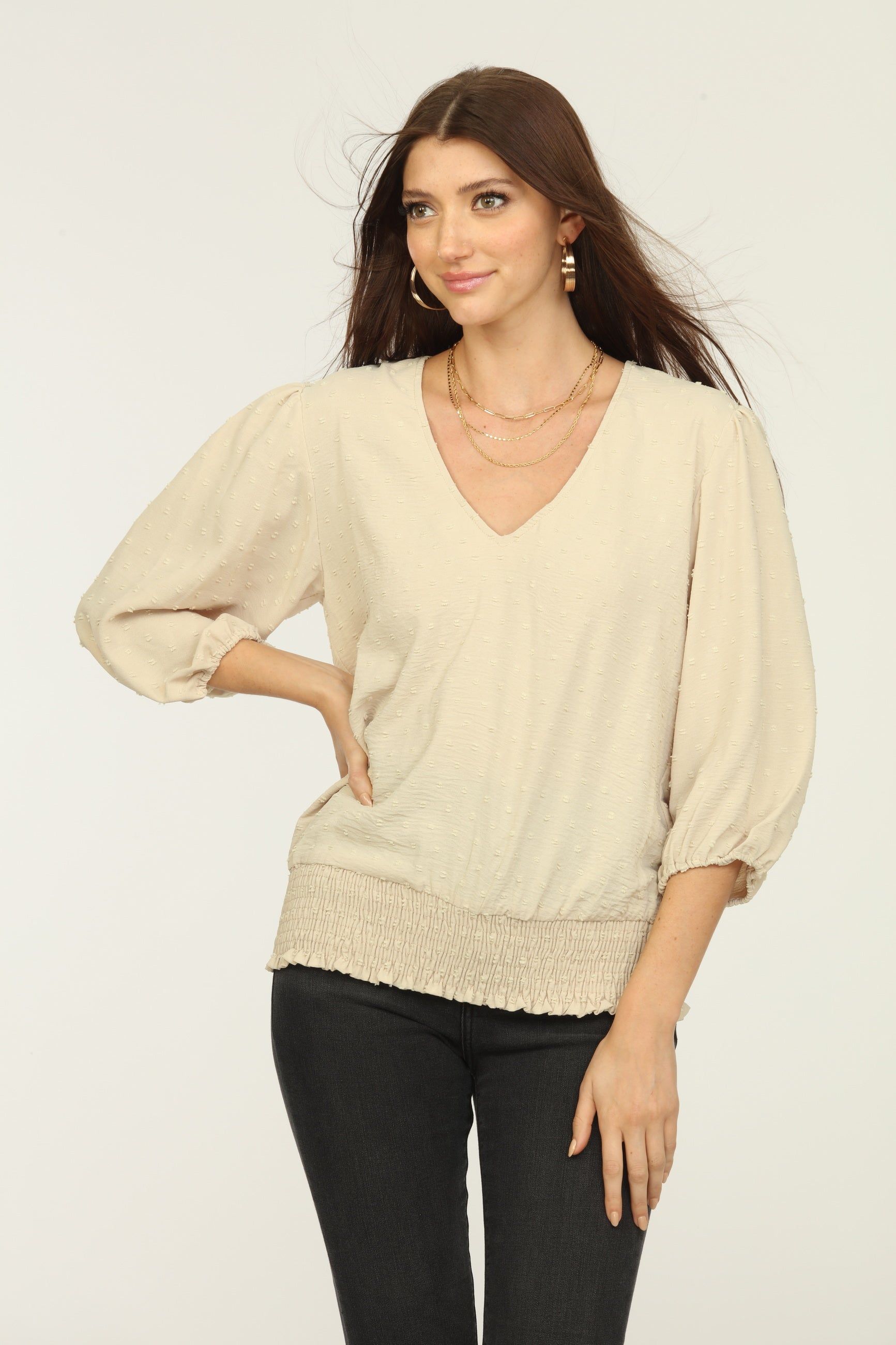 Tan Airflow V-Neck Top-FINAL SALE sold by Veronica M product image thumbnail 2