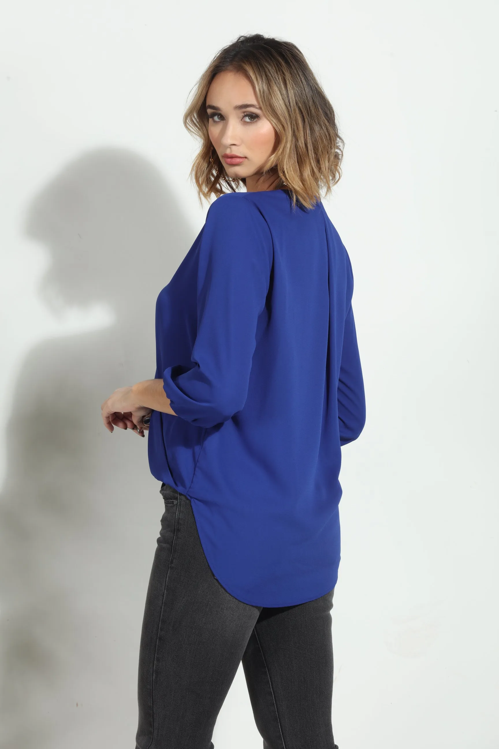 Pop Blue Surplice Blouse - BEST SELLER sold by Veronica M product image thumbnail 2