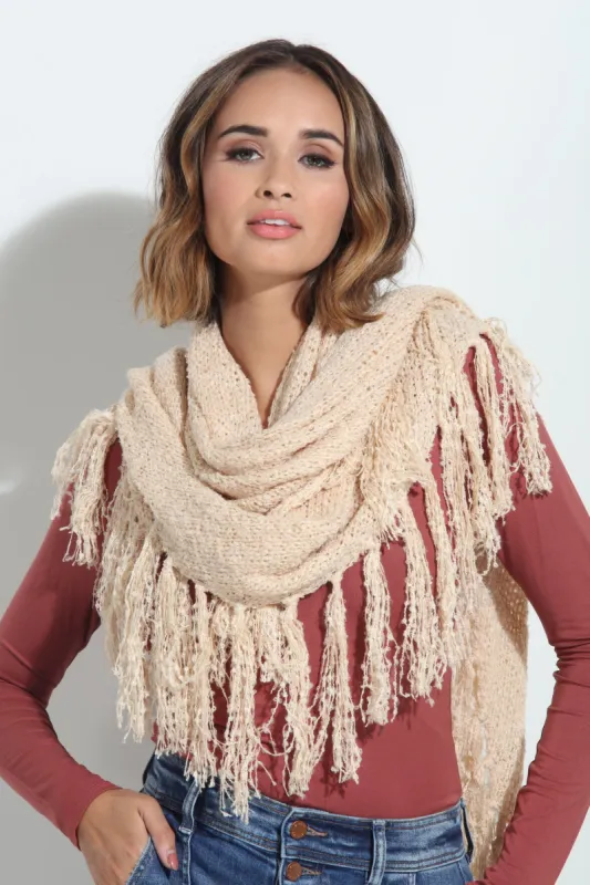 Oat Chenille Tassel Scarf-FINAL SALE sold by Veronica M