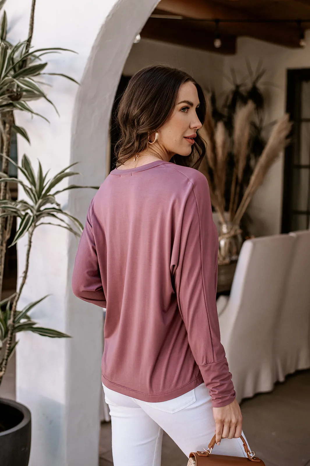 Mauve Modal V-Neck Long Sleeve Top - Final sale sold by Veronica M product image thumbnail 2