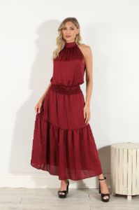 Ruby Satin Halter Maxi-FINAL SALE sold by Veronica M