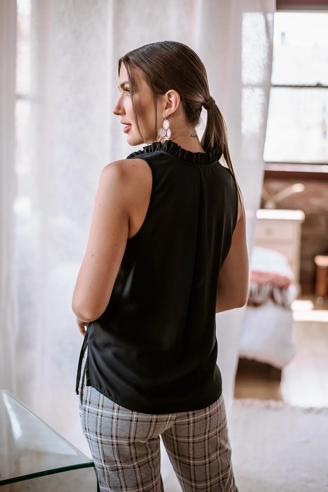 Black Pleated Neck Sleeveless Blouse-BEST SELLER sold by Veronica M product image thumbnail 4