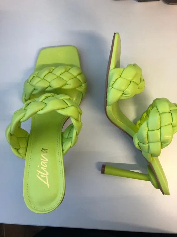 Neon Lime Green Braided Heels-FINAL SALE sold by Veronica M