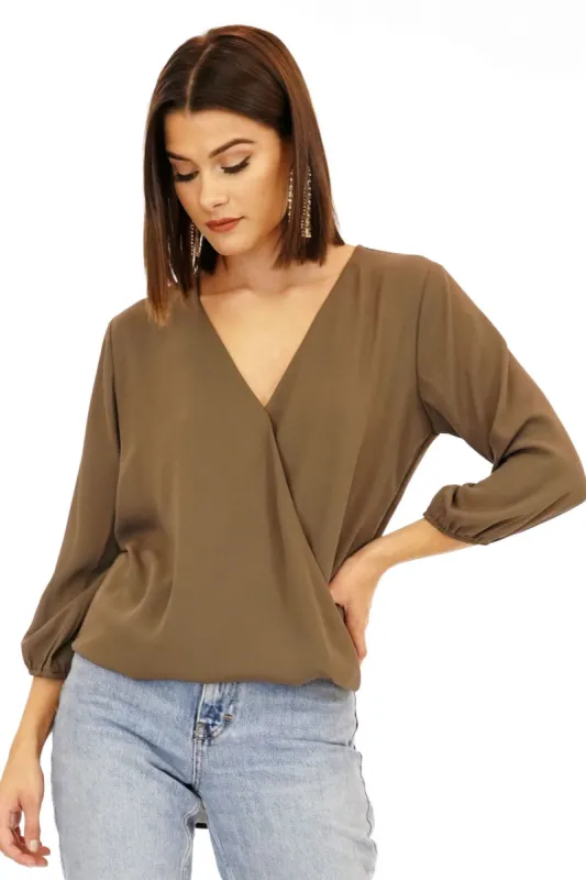 Olive Surplice Blouse sold by Veronica M