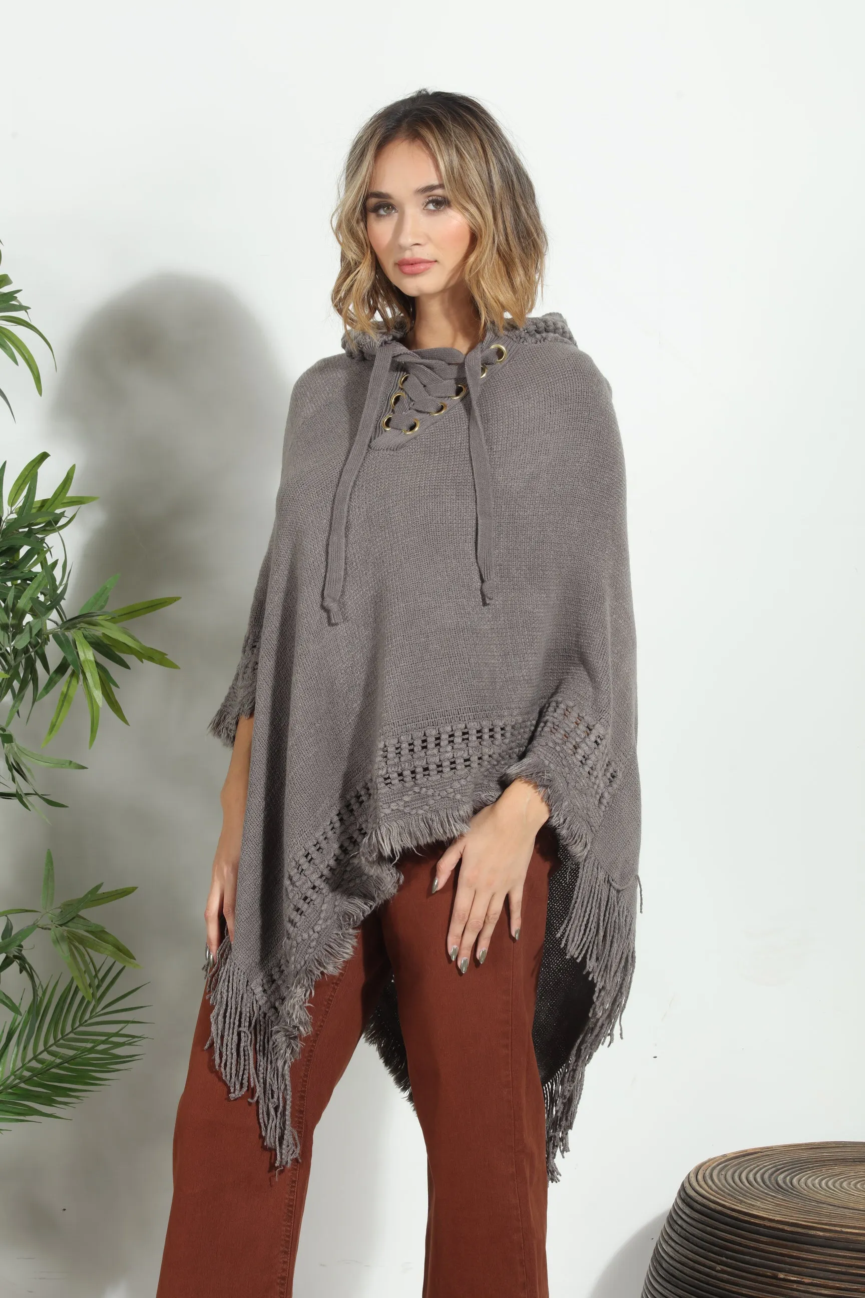 Grey Cozy Tassel Poncho sold by Veronica M product image thumbnail 5