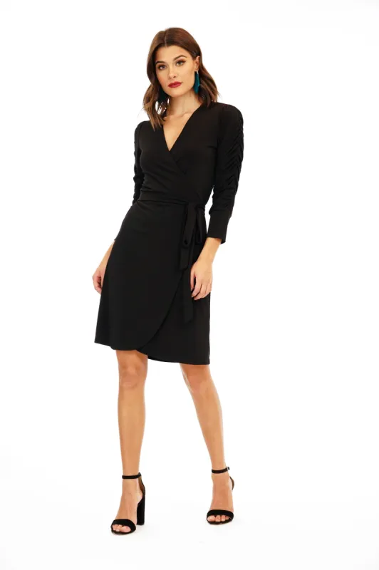 Black Wrap Dress with Ruching sold by Veronica M