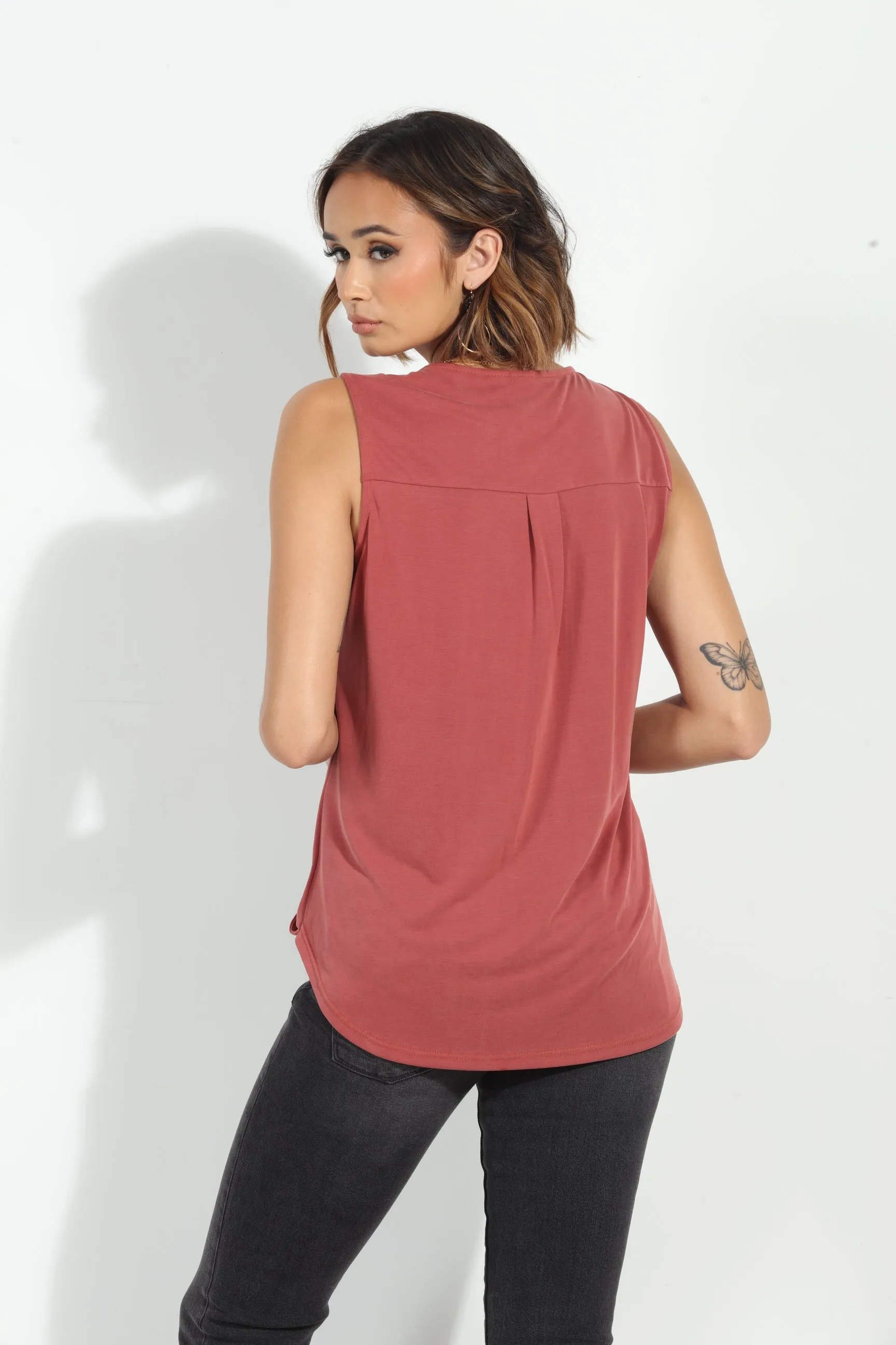 The Everyday Cupro Surplice Tank - Sangria sold by Veronica M product image thumbnail 2