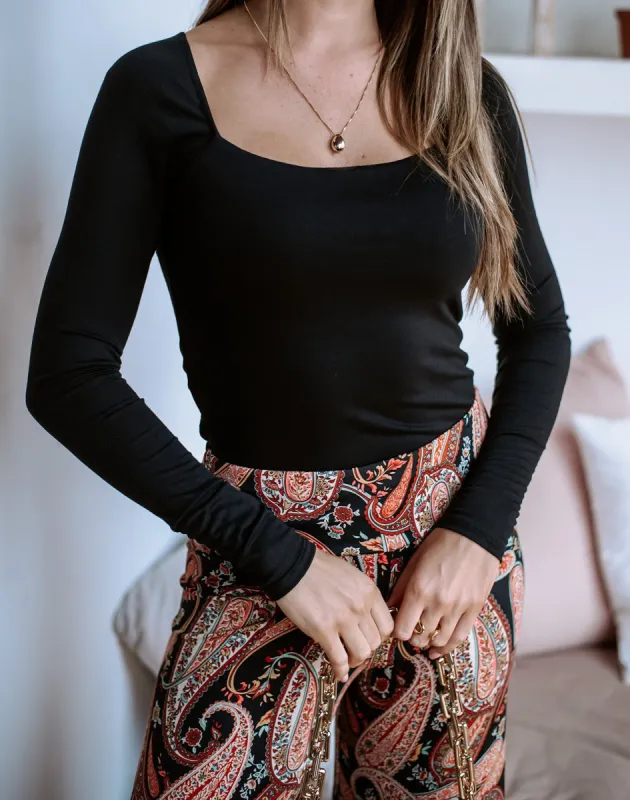 Black Jersey Square Neck Top-FINAL SALE sold by Veronica M