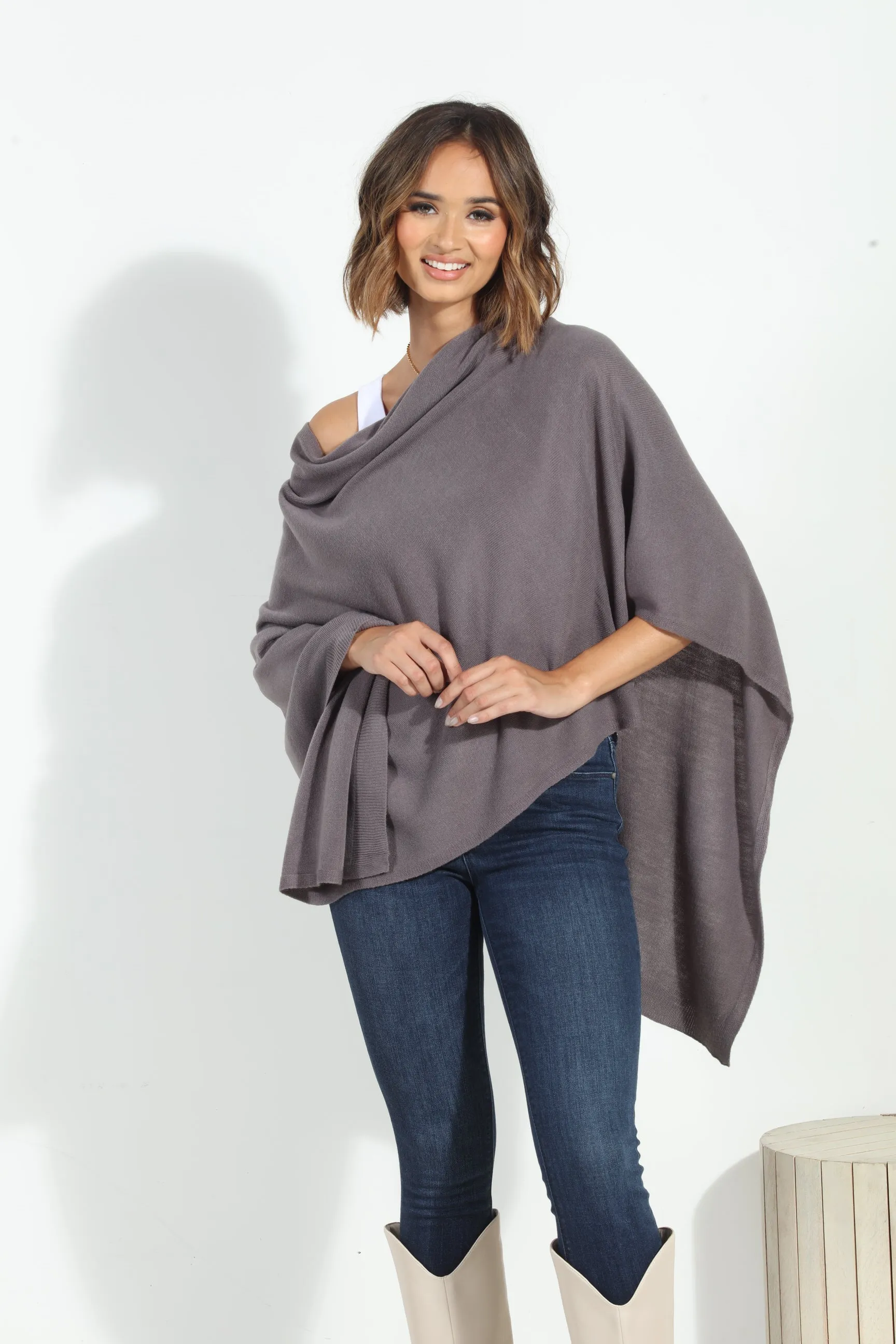 Dark Grey Throw-On Poncho- NEW COLOR sold by Veronica M product image thumbnail 5
