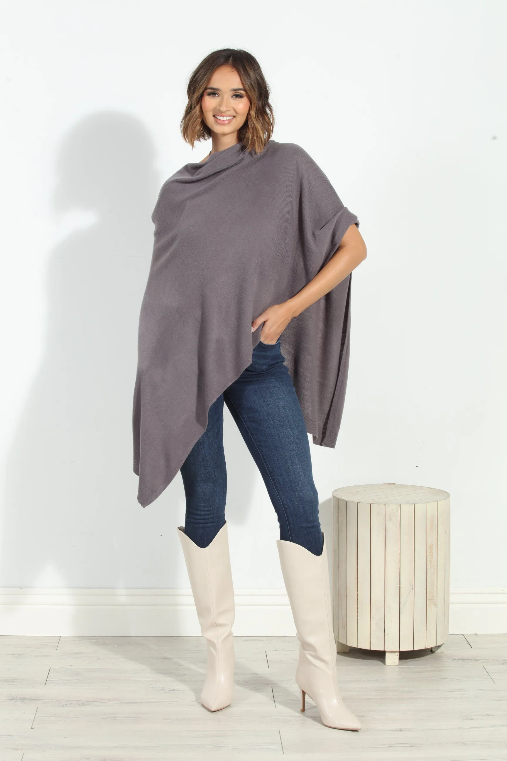 Dark Grey Throw-On Poncho- NEW COLOR sold by Veronica M