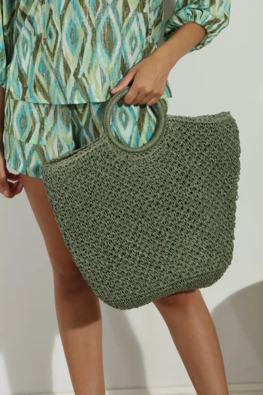 Olive Lightweight Raffia Tote-FINAL SALE sold by Veronica M