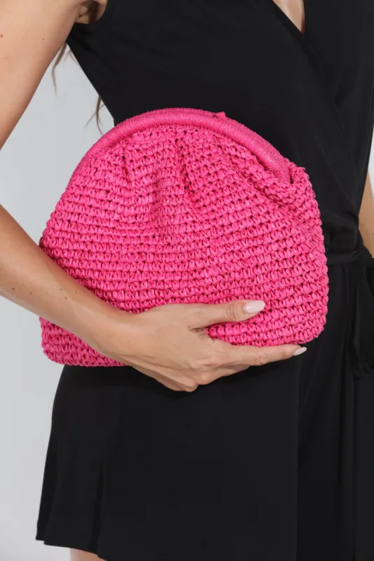 Summer Straw Clutch-Pink-FINAL SALE sold by Veronica M