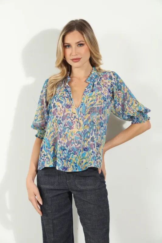 Rainey Split Neck Blouse-FINAL SALE sold by Veronica M