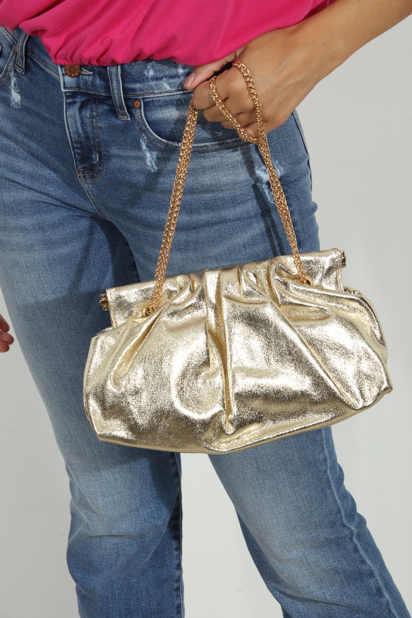 Metallic Gold Faux Leather Pouch Purse-FINAL SALE sold by Veronica M product image thumbnail 4