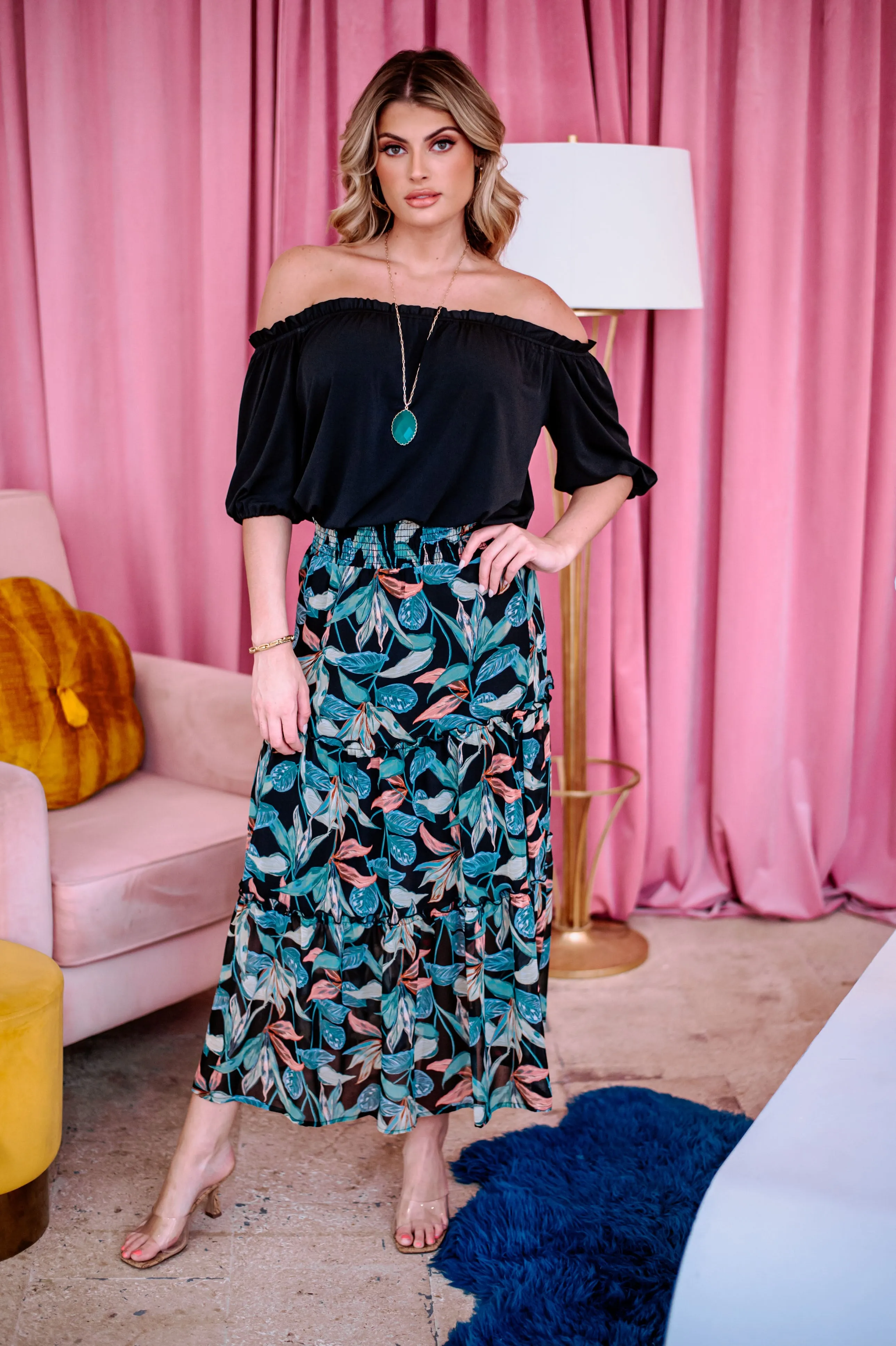 Black Off the Shoulder Mom Cropped Top sold by Veronica M product image thumbnail 5