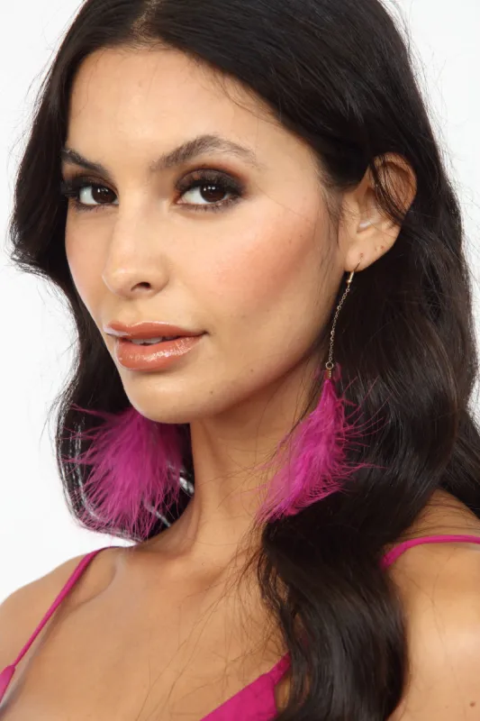 Hot Pink Feather Statement Earrings-FINAL SALE sold by Veronica M