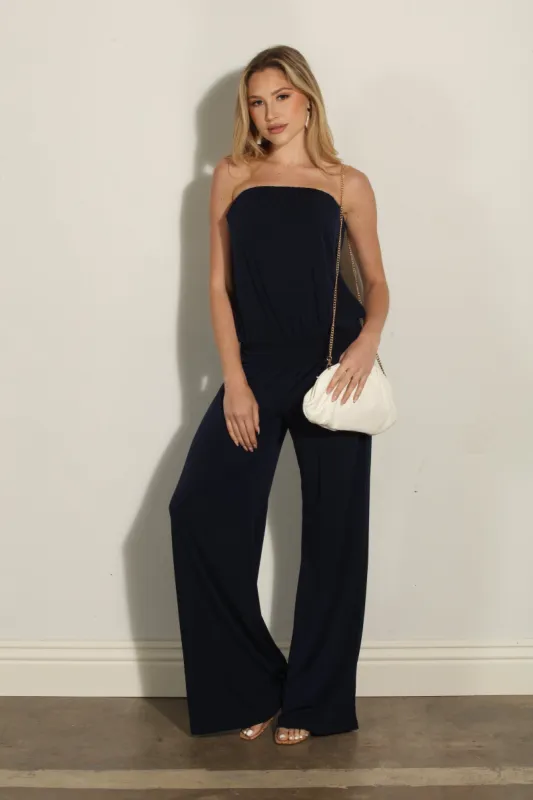 Navy Strapless Drop Waist Jumpsuit-BEST SELLER sold by Veronica M