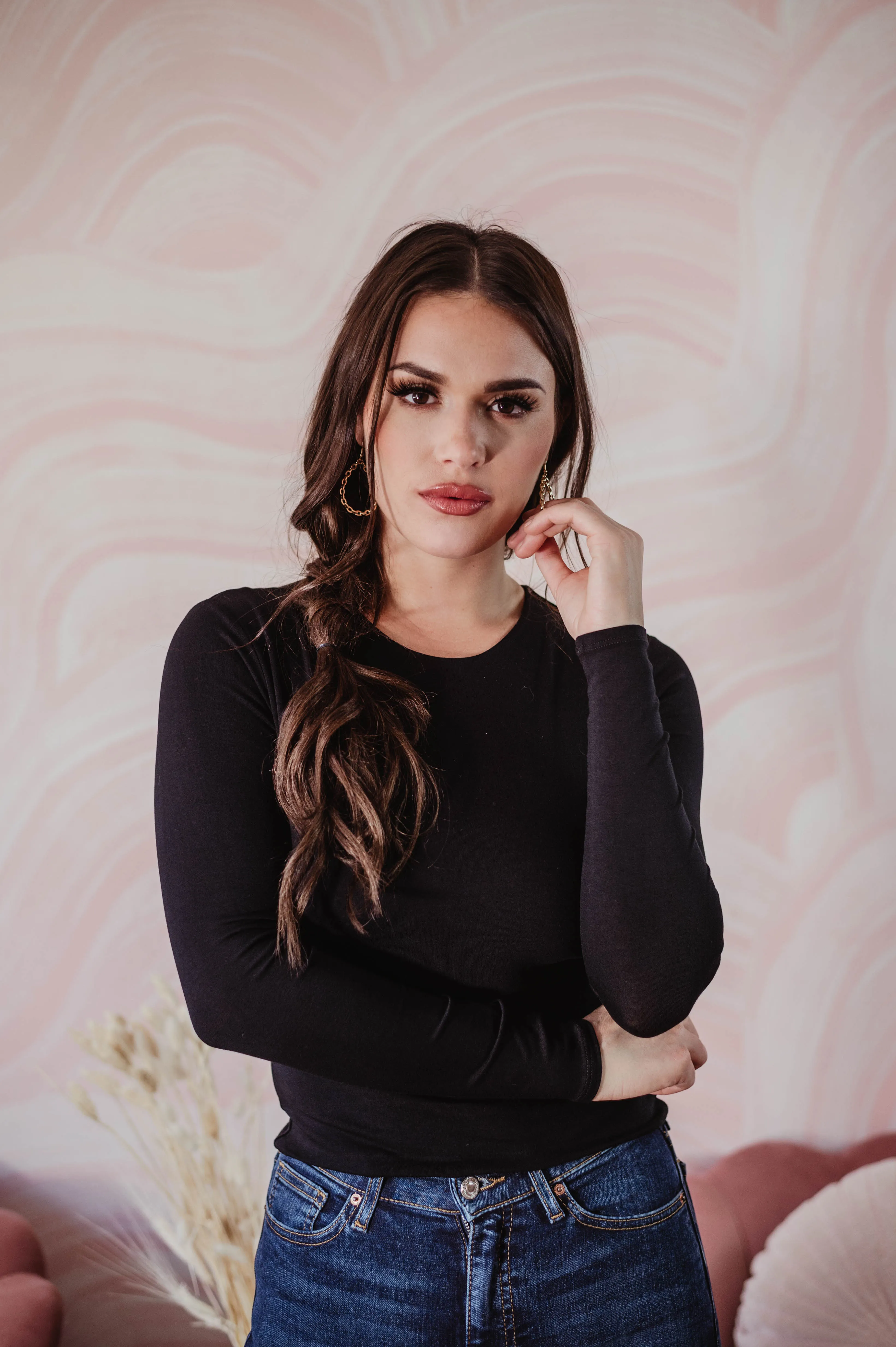 Black Lined Crew Neck Top-BEST SELLER sold by Veronica M product image thumbnail 2