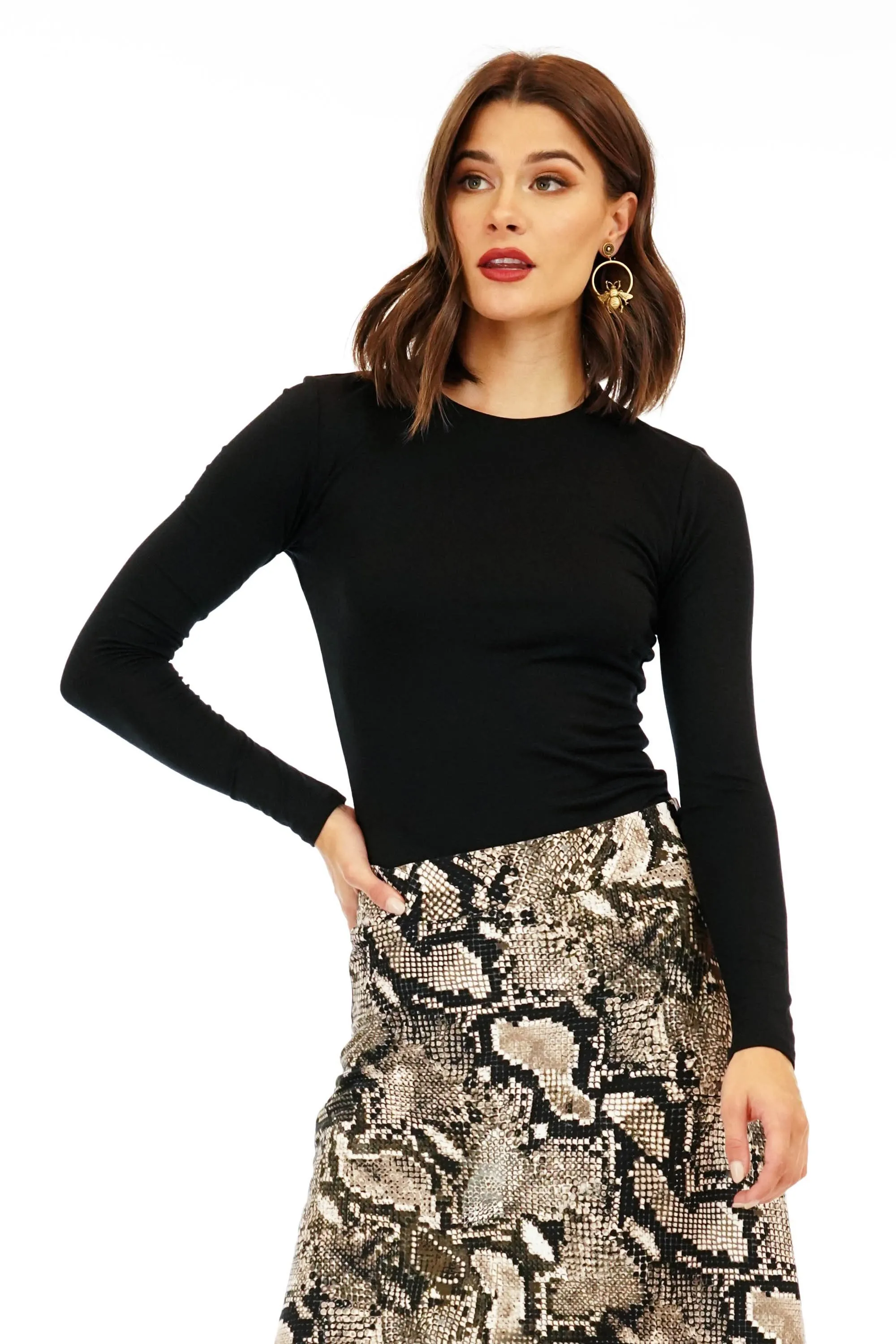 Black Lined Crew Neck Top-BEST SELLER sold by Veronica M product image thumbnail 5