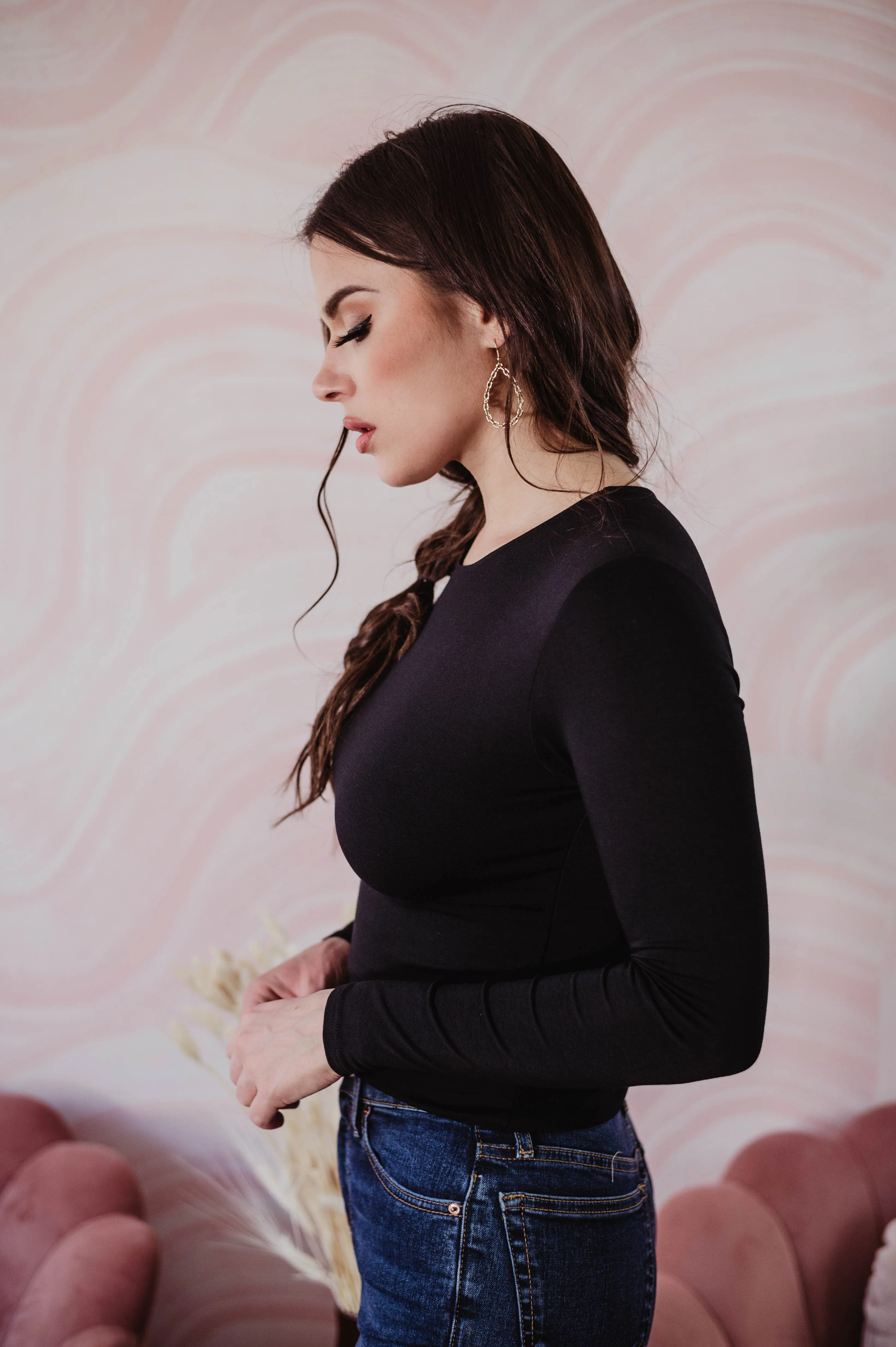 Black Lined Crew Neck Top-BEST SELLER sold by Veronica M product image thumbnail 3