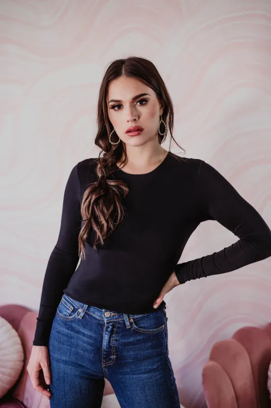 Black Lined Crew Neck Top-BEST SELLER sold by Veronica M