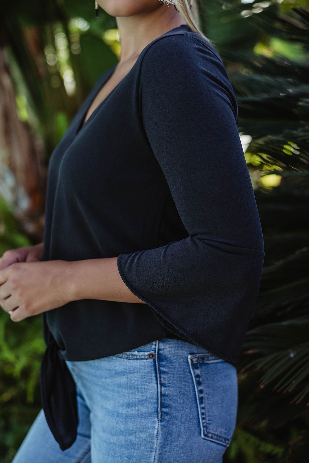 Black Cupro Bell Sleeve Top-FINAL SALE sold by Veronica M product image thumbnail 4